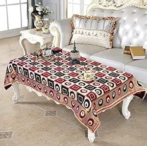 Buy Crosmo Chenille 4 Seater Table Cover (40X60 Inch) (BlackMaroon-Box ...
