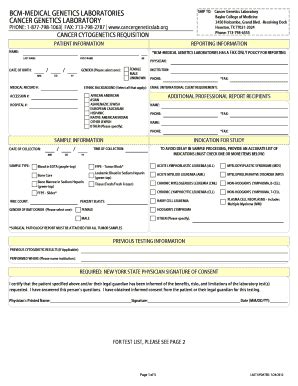 Fillable Online Cancer Cytogenetic Requisition - Parkview Health ...