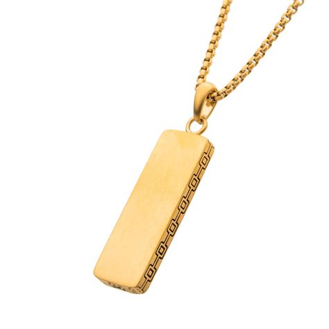 Buy 18K Gold Ion Plated Engravable Drop Pendant with Round Box Chain ...