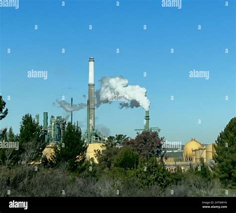 Equipment and chimneys are visible at Valery oil refinery in Benicia ...