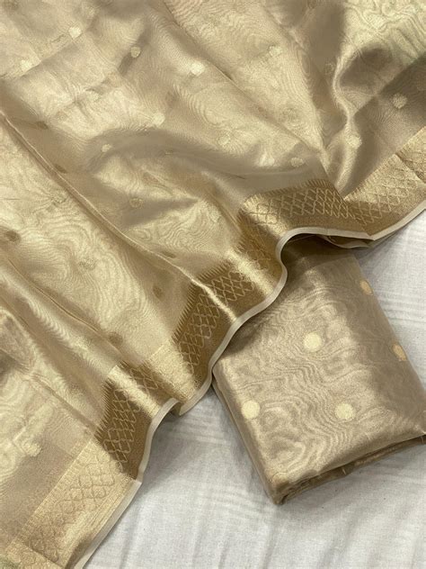 Golden Color Pure Banarasi Tissue Silk Unstitched Suit – fab-persona