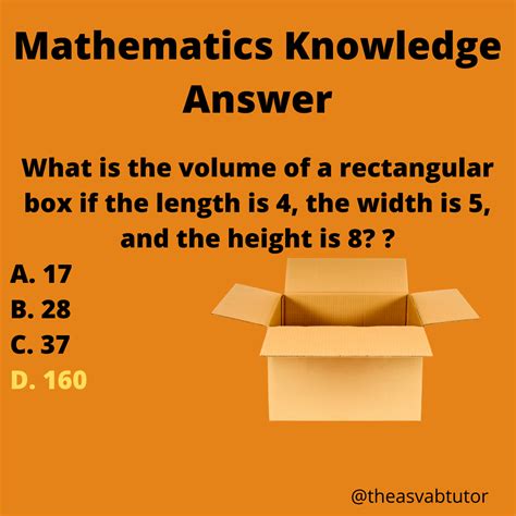 The ASVAB Tutor Presents Answer on Volume of Rectangular Box - The ASVAB Tutor