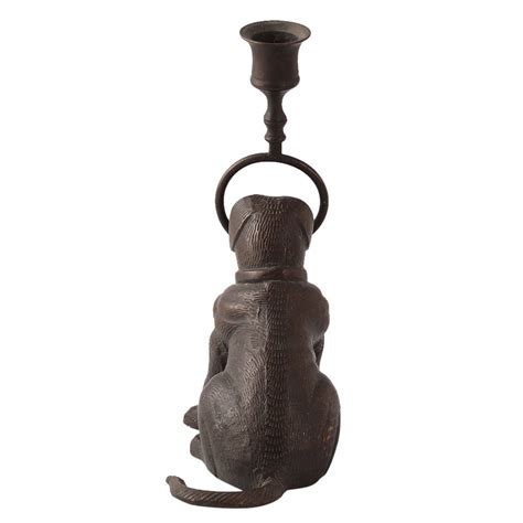 Brass Vintage Dog Candle Stand in English Art
