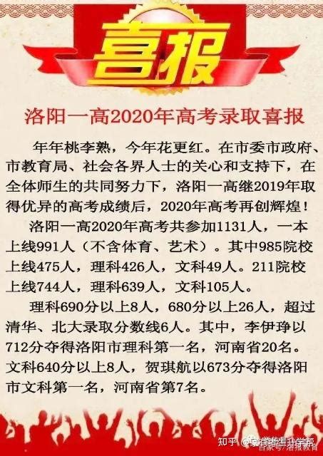 洛阳这些高中发布高考喜报！洛阳一高、偃师高中、新安一高..._上线