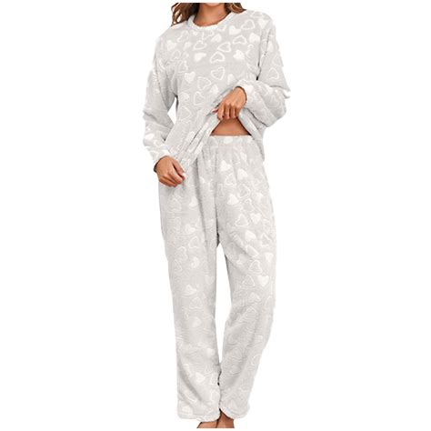 yievot Warm Fleece Plush Pajamas Set for Women Soft Fuzzy Lounge Long ...