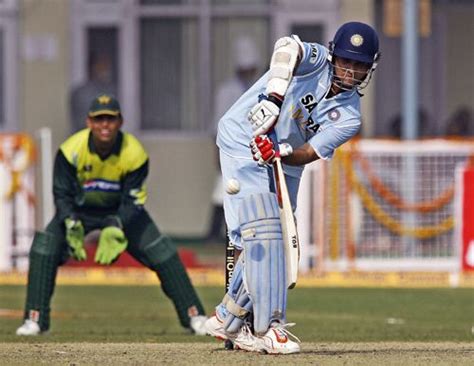 Sourav Ganguly plays the ball to the leg side during his 39 ...