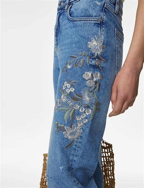 Buy Boyfriend Embroidered Ankle Grazer Jeans at Marks & Spencer
