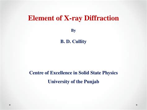 SOLUTION: Element of xray diffraction lecture 2 - Studypool