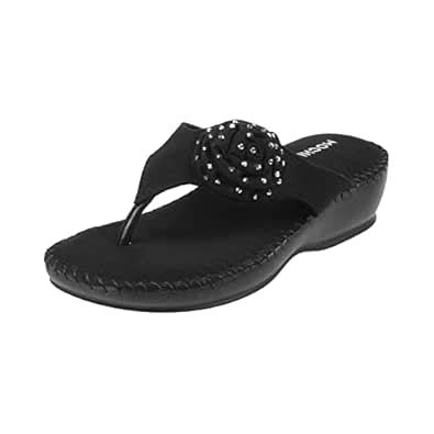 Buy Mochi Women's Black Suede Faux Leather Comfort Fashion Slip-on ...