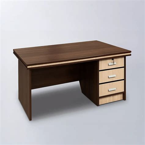 Modern Walnut MDF Office Table with 3 Drawers