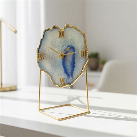Buy Brazilian Blue Agate Desk Clock with Stand – HOMEARTE INDIA
