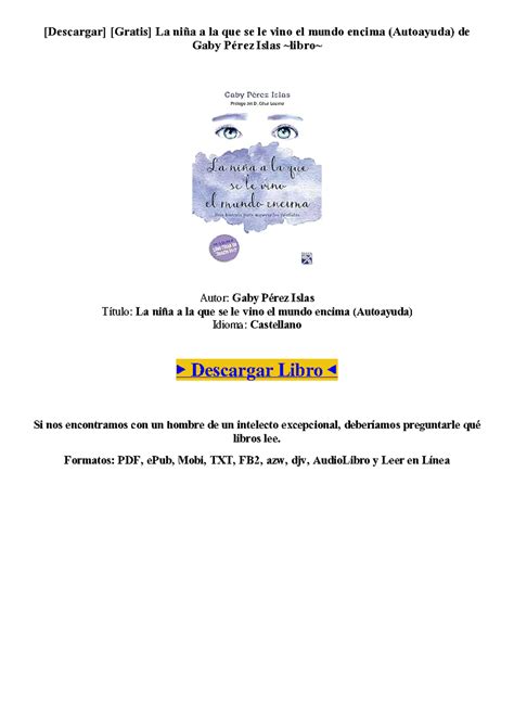 ( Gratis) Descargar La niña a la que se le vino el mundo encima ...