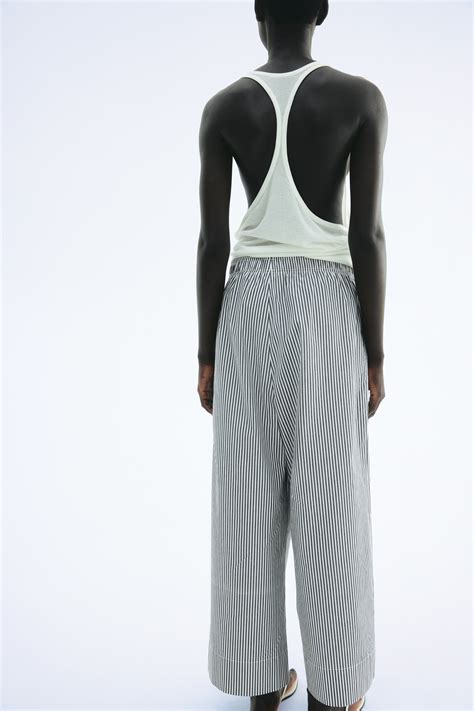 Ankle-length cotton trousers - Dark grey/Striped - Ladies | H&M IN
