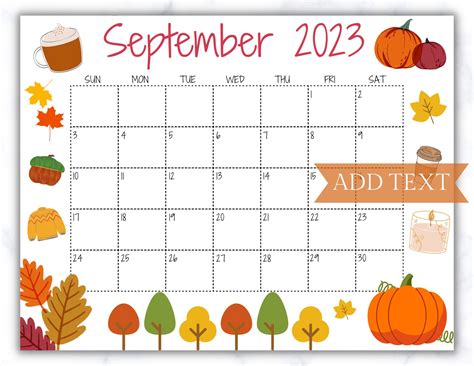 September Calendar 2023 Cute - Printable Word Searches
