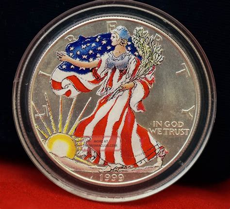 1999 American Eagle Lady Liberty Full Color. 999 Proof Silver Dollar ...