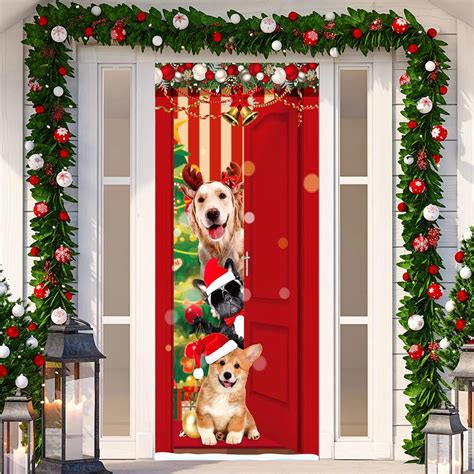 Tatuo Christmas Door Cover Decoration Funny Christmas Animals Front ...