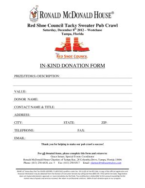 Fillable Online In-kind donation form - Ronald McDonald House Charities ...