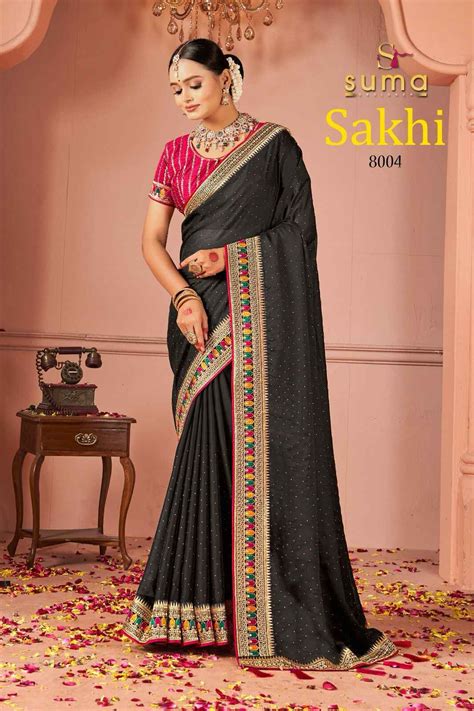 Suma Sakhi Black Rangoli Silk Wedding Saree Collection