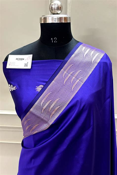 Auda Kalyug Plain Semi Katan Silk Banarasi Saree – Mohsin Textiles