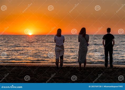 People Watching the Sunrise on the Mahachkala Beach in Dagestan Republic, Russia Stock Photo ...