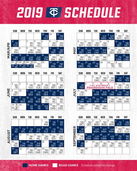 minnesota twins schedule 2019 printable