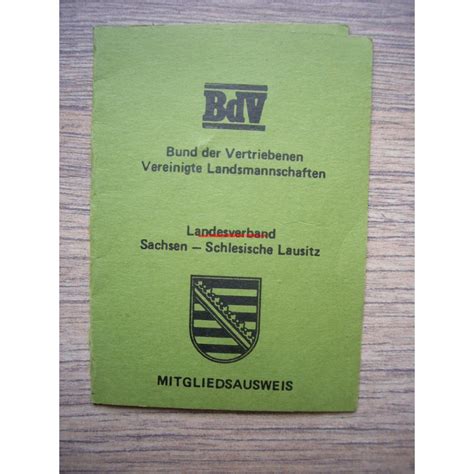 BdV Bund der Vertriebenen - Mitgliedsausweis, Sammlermarkt-Nord ...