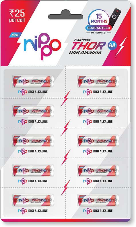 Nippo Thor |Alkaline| AA Batteries| Pack of 10 : Amazon.in: Electronics