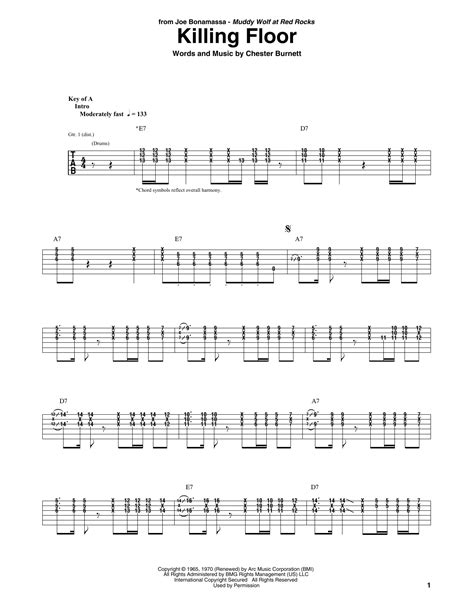Killing Floor by Joe Bonamassa Sheet Music for Guitar Rhythm Tab at ...