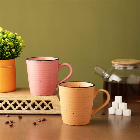 Ceramic Concept Mugs- Yellow & Pink – The Decor Mart