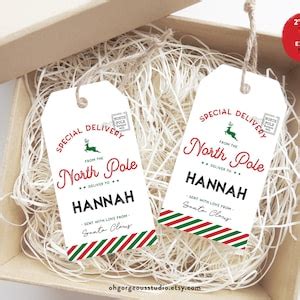 Printable North Pole Special Delivery Tag: Editable Santa Gift Tags ...
