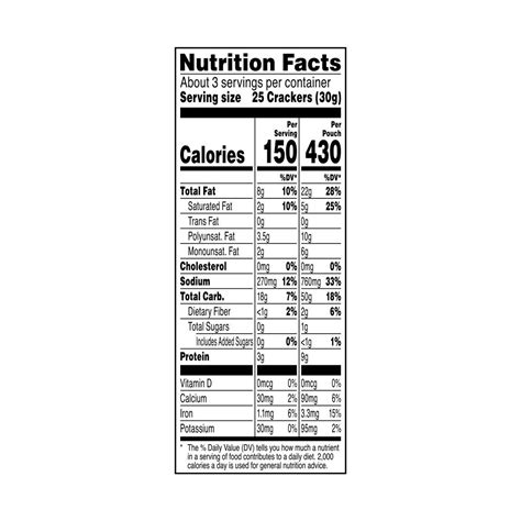 40 cheezits nutrition label