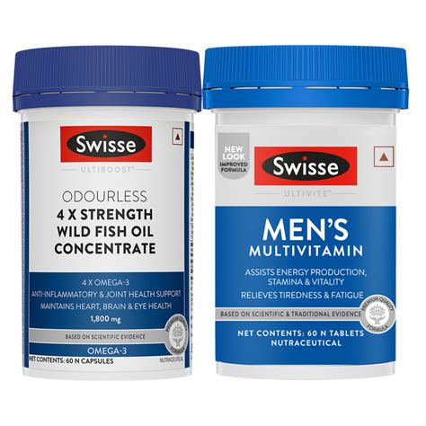 Swisse 4X Fish Oil Omega 3 (60 Capsules) & Swisse Multivitamin For Men