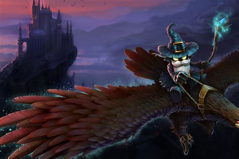 Download wallpaper castle, bird, fantasy, League of Legends, Veigar ...