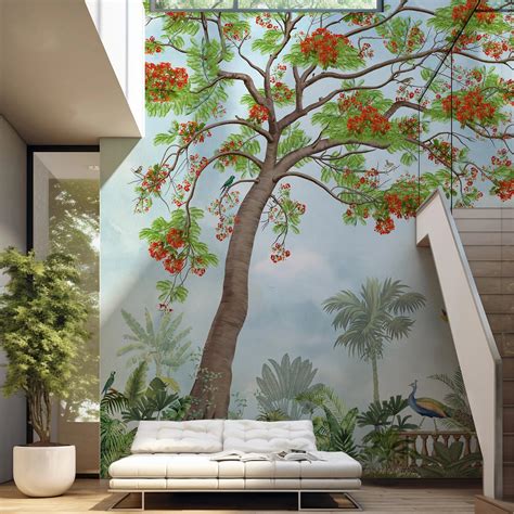 Every Modern Living Room Needs a Tropical Wallpaper for Walls