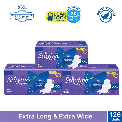 Buy Stayfree DryMax All Nights Ultra Sanitary Pads with Dry Cover - XXL ...