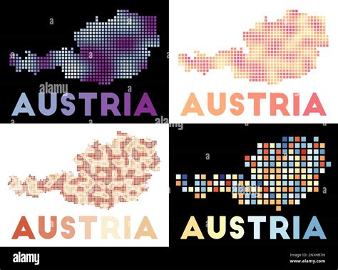 Austria map. Collection of maps of Austria in dotted style. Borders of the country filled with ...