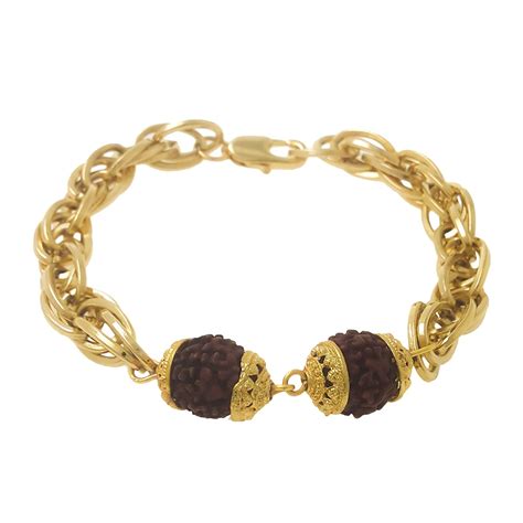 Saizen BR783 Classic Rudraksha Gold Plated Bracelet for Men/Boys ...