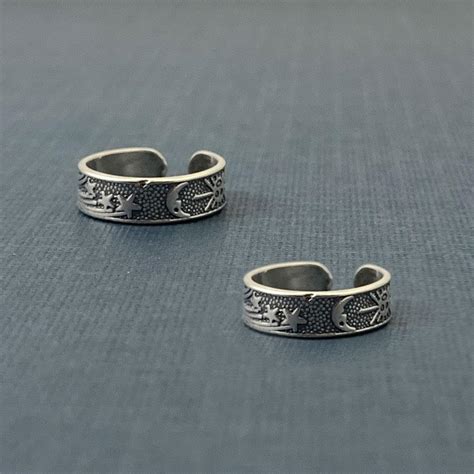 Celestial Scenes Silver Toe Ring Set