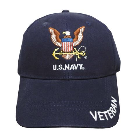 US Navy Veteran Hat with Embroidered Eagle and Anchor Emblem