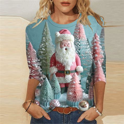 New Years Clearance 2025 Christmas Blouses for Women Long Sleeve Plus ...