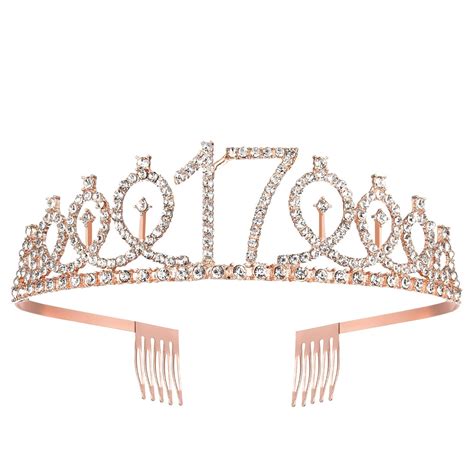 Buy 17th Birthday Sash and Tiara for Girls, Rose Gold Birthday Sash ...