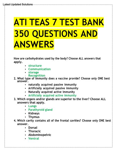 ATI TEAS 7 TEST BANK 350 SCIENCE QUESTIONS AND ANSWERS – Scholarfriends ...
