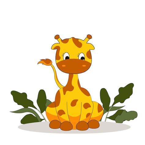 Diseño de ilustración de vector de dibujos animados de jirafa | Vector Premium