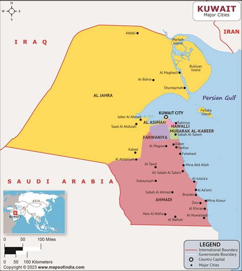 Kuwait Major Cities Map | List of Major Cities in Different States of ...