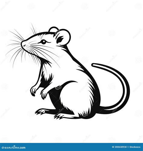 Detailed Black and White Rat Illustration with Realistic Lighting Stock ...
