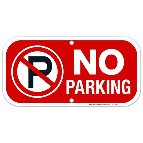 Sigo Signs No Parking with Symbol Sign, Red Background, 6x12 India | Ubuy