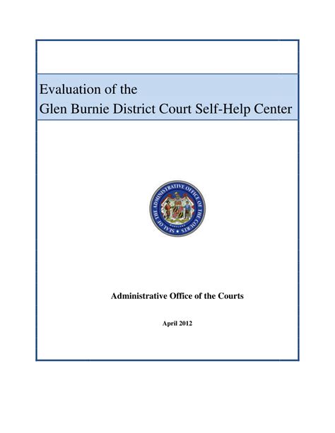 (PDF) Evaluation of the Glen Burnie District Court Self-Help Center ...