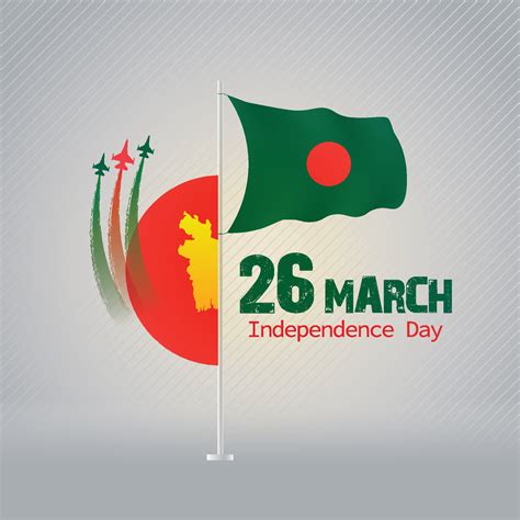 26th March Bangladesh independence day greeting with national flag ...