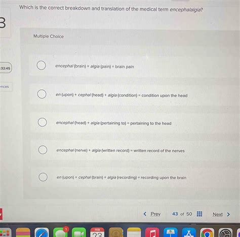 Solved: Which is the correct breakdown and translation of the medical ...
