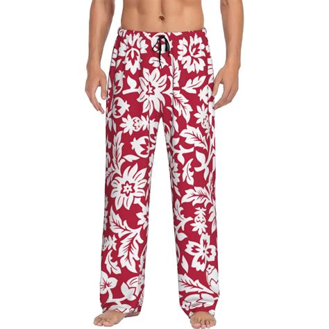 Junzan Men'S Pajama Pants Red Flowers Sleepwear Pants Pj Bottoms ...
